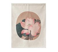 LIGICKY Japanese Style Noren Doorway Curtain Thick Cotton Linen Tapestry for Home Decoration 85 x 120cm (Vintage Lotus Flower)
