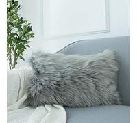 LIGICKY Luxury Series Soft Faux Fur Cushion Cover Decorative Square Plush Pillow Case Throw Pillow Cover for Couch Sofa Bed (Grey, 12 x 20 Inch)