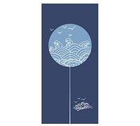 LIGICKY Noren Doorway Curtain Japanese Style Wave Birds Printed Cotton Linen Window Treatment Door Tapestry for Home Decoration 85 x 180 cm,Navy Blue