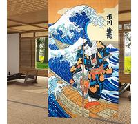 LIGICKY Noren Japanese Style Doorway Curtain Ukiyoe Hokusai The Great Wave Off Kanagawa Door Tapestry Room Divider Curtains, 33.5" Width x 59" Long