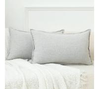 LIGICKY Set of 2 Neutral Linen Lumbar Cushion Covers 12x20 Inch Grey Decorative Rectangle Throw Pillow Covers for Living Room Couch Bed Sofa Rustic Farmhouse Boho Home Decor