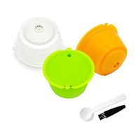 LIGICKY Set of 3 Refillable Coffee Capsules Cup Filter for Dolce Gusto Reusable Coffee Pods with Spoon and Cleaning Brush(Colorful)