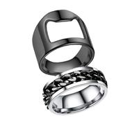 LIGIGWASH 1 Pair Rotating Chain Ring Bottle Opener Stylish Stainless Steel Beer Opener Ring for Men Comfortable Wear Chic Design for Weddings Keyring Use