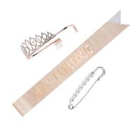 LIGIGWASH 1 Set Birthday Sash and Crown Tiara Kit Glitter Birthday Queen Sash with Rhinestone Tiara for Women Decorations and Accessories