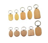 LIGIGWASH 10 Pcs Unfinished Wooden Keychain Blanks for DIY Painting and Lettering Mini Beech Wood Key Rings Pendants for Crafting Unique Key Holders and Backpack Ornaments Mixed Styles