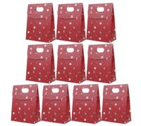 LIGIGWASH 10pcs Christmas Candy Box Paper Red Gift Bag with Hollow Handles for Snacks, Cookies, Party Favors, the Christmas Tree