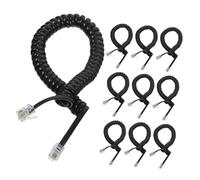 LIGIGWASH 10pcs Coiled Telephone Cords for Landlines Flexible Receiver Replacement Cable Anti-knot Spiral Design Stable Signal Transmission Black Phone Line Cable