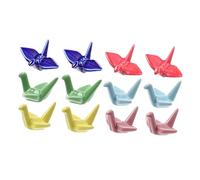 LIGIGWASH 12pcs Japanese Style Ceramic Chopsticks Holder with Paper Crane Design Spoon and Fork Stand for Kitchen Tableware Organization Easy to Clean Utensil Rest Rack for Home and