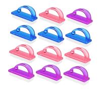 LIGIGWASH 12pcs Nail Dust Remover Brushes with Handle Grip Plastic Fingernail Scrubbers for Manicure and Pedicure Cleaning Lightweight Portable Nail Care Tools in Pink Blue Purple