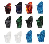 LIGIGWASH 12pcs Xylonite Guitar Finger Picks with Grip Thick Thumb and Finger Picks for Acoustic Electric Bass Guitars Slip Design for Bright Sound and Improved Playing Speed