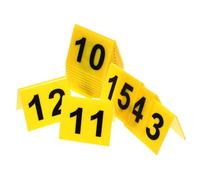 LIGIGWASH 15pcs Acrylic Double-sided Markers for Restaurants and Parties Reusable Yellow Background Table Signs Visibility Floor Markers for Efficient Table Management and Halloween Crime