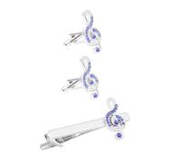LIGIGWASH 1Set Rhinestone Music Note Cufflinks and Neck Tie Clip for Men Elegant Business Accessory for Shirts and Suits present for Father Day Valentine Day and Special