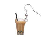 LIGIGWASH 2 Pairs Simulated Milk Tea Earrings Creative Quirky Ear Hooks for Women Ladies Cute Pendant Jewelry Accessories