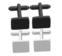 LIGIGWASH 2 Pairs Stainless Steel French Square Cufflinks Set Scratch Resistant Durable Business Wedding Accessories Easy to Install for Mens Formal Outfits DIY Personalization