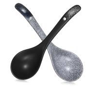 LIGIGWASH 2 Pcs Ceramic Soup Ladles Long Handle Japanese Style Big Porcelain Spoons for Serving Soup Porridge Rice with Anti-scalding Grip and Hanging for Kitchen and Restaurant Use