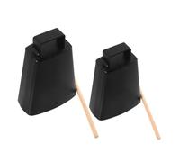 LIGIGWASH 2 Sets Metal Cowbells with Handle and Hand Percussion Instruments for Loud Noise Makers for Early Music Education Sporting Events Concerts and Weddings Black Design