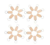 LIGIGWASH 20pcs Rectangle Wooden Keychain Blanks Natural Wood Texture Unfinished Wood Key Ring Tags for DIY Crafts Stamping and Painting Craft Supplies