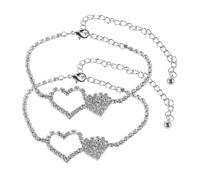 LIGIGWASH 2pcs Adjustable Rhinestone Heart Anklet Double Foot Chain Jewelry for Women Durable Summer Beach Leg Chain Elegant Sparkling Design Versatile Stylish Accessory