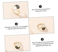 LIGIGWASH 2pcs Adjustable Vintage Trigrams Finger Rings for Women Creative Alloy Open Band Elegant Decorative Jewelry Mothers and Girlfriends