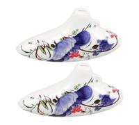 LIGIGWASH 2pcs Ceramic Ocarina Six Hole Alto C Flute with Long Mouth Design Blue and White Floral Pattern Traditional Chinese Style Beginner Friendly Pottery Musical Instrument for Practice