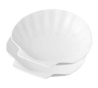 LIGIGWASH 2pcs Ceramic Shell Shape Serving Plates with Fine Workmanship and Smooth Surface, White Reusable Dinner Plates for Bar and Multiple Occasions