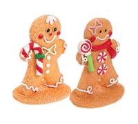 LIGIGWASH 2pcs Christmas Resin Gingerbread Ornaments Cartoon Resin Craft Table Centerpiece Decoration Holiday Window and Home Decor for Festive Cheer