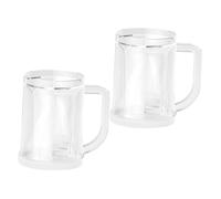 LIGIGWASH 2pcs Clear Double Wall Beer Freezer Mugs Ice Cooling Cups with Handles for Cold Beverages Iced Tea Summer Gatherings Reusable Drinkware