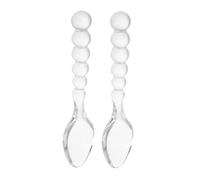 LIGIGWASH 2PCS Creative Glass Bead Dessert Spoon for Mixing Hot and Tea Stirring Elegant Transparent Glass Stirrer for Family Parties and Events Multipurpose Kitchenware for Pastries and