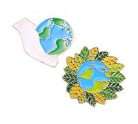 LIGIGWASH 2Pcs Earth Theme Enamel Brooch Pins Fun Cartoon Jewelry Accessories for Backpacks Clothing and Educational Promotes Environmental Awareness and Conversations