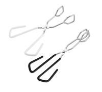 LIGIGWASH 2pcs Food Clamp Bread Clip Scald BBQ Tongs with Ergonomic Handle Non Slip Kitchen Utensil for Indoor Cooking Outdoor Grilling and Food Serving Black and White