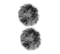 LIGIGWASH 2pcs Furry Lapel Microphone Windscreen Wind Muff Protective Cover Windproof Short Fur Black White Grey for Outdoor and Studio Use