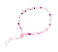 LIGIGWASH 2pcs Imitation Pearl Phone Lanyard in Pink Love Pattern Beaded Phone Charms