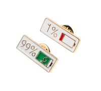 LIGIGWASH 2pcs Japanese Style Zinc Alloy Battery Indicator Lapel Pins Brooch for Couples Expression Badge Accessory for Clothes Bags Hats