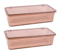 LIGIGWASH 2pcs Kitchen Drawer Organizer Tray with Lid Large Capacity PP Cutlery Chopstick Container Rectangular Silverware Drying Holder with Drainage Space Saving Utensil Storage for