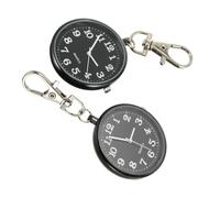 LIGIGWASH 2pcs Large Dial Quartz Pocket Nurse Watches Keychain Hanging Watches for Children and Elderly Black Face with Black Numerals Suitable for Medical and Student Use