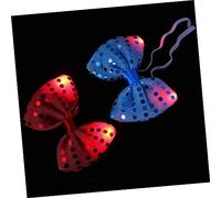 LIGIGWASH 2pcs LED Luminous Bow Ties Glowing Flashing Bowtie for Christmas Festival Rave Party Costume Performance in Light Blue and Red