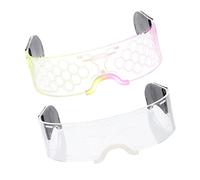 LIGIGWASH 2Pcs LED Luminous Glasses Lightweight Futuristic Party Eyewear for Halloween Club Bar Cosplay Unisex Glow Dark Accessories Neon Bright Festival