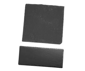 LIGIGWASH 2pcs Natural Black Steak Plates Nonslip Bottom, Square and Rectangular Serving Boards Safe for Food Display, for Dining Table or Hotel Use
