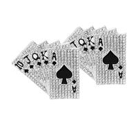 LIGIGWASH 2pcs Playing Card Brooches Rhinestone Hip Hop Lapel Pins for Men Women Unique Alloy Collar Clips Sweater Pins Silver Poker Design Fashion Accessory