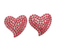 LIGIGWASH 2Pcs Red Rhinestone Heart Brooch Pins for Women Sparkling Love Shaped Pins with Antislip Clasp Elegant Decoration for Valentine Day Weddings and Formal Attire