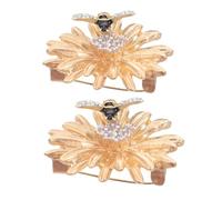 LIGIGWASH 2pcs Retro Bee Shape Brooch Pin with Rhinestone Daisy Flower Lapel Pins for Women Floral Jewelry for Dresses Coats Scarves and Suits Metal Accessories for Spring and Special
