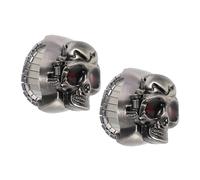 LIGIGWASH 2Pcs Retro Skull Flip-Open Finger Ring Watch Casual Punk Style for Men Women Dial Display Stylish Gift for Parties and Daily Wear