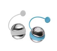 LIGIGWASH 2pcs Round Ball Tea Strainer with Stainless Steel and Silicone Fine Mesh Leaf Filter for Tea House Home Office and Reusable Brewing Tool Gray and Blue
