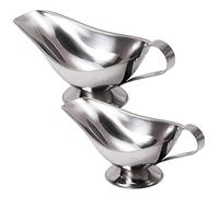 LIGIGWASH 2Pcs Stainless Steel Gravy Container with Drip Spout Sauce Dispensers for Kitchen Use Includes and Serving Boats for Hot and Cold Sauces