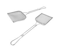 LIGIGWASH 2Pcs Stainless Steel Skimmer Ladle Fat Strainer with Fine Mesh Square Filter for Oil Residue Kitchen Utensil for Fried Chicken French Fries Suitable for Home and Restaurant Use