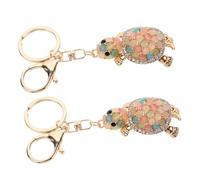 LIGIGWASH 2pcs Turtle Keychain Metal Keyring Sparkling Rhinestone Turtle Charm Pendant for Handbag Purse