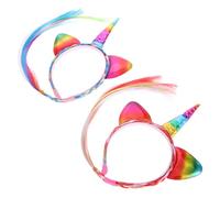 LIGIGWASH 2Pcs Unicorn Hairband for Hair Extensions Artificial Secure Fit Headbands for Halloween Costumes Birthday Parties Festivals and Cosplay Accessories