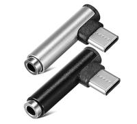 LIGIGWASH 2Pcs USB C to Audio Adapter Right Angle Converter for Phone Headphone Mini Lightweight Play Audio Converter with Premium Plastic Shell Clear Sound for Wired Earphones