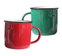 LIGIGWASH 2pcs Vintage Style Enamel Tea Mug with Slip Handle Retro Drinking Cups for Comfortable Holding Easy to Clean and Store for Tea Lovers and Gift Giving
