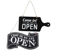 LIGIGWASH 2pcs Vintage Style Hanging Door Sign Double Sided Open Closed Business Signs for Bars Cafes Restaurants Wooden Wall Decor Handcrafted